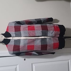 Max Studio Plaid Zip Up Collared Sweater Shirt Top Medium